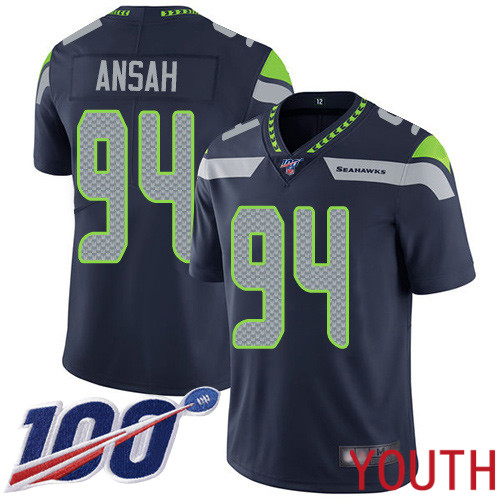 Seattle Seahawks Limited Navy Blue Youth Ezekiel Ansah Home Jersey NFL Football #94 100th Season Vapor Untouchable->youth nfl jersey->Youth Jersey
